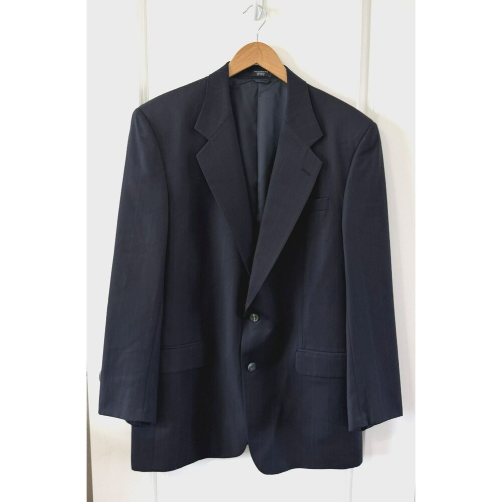 AMHERST & BROCK Vtg Black Striped BLAZER SUIT COAT JACKET Men's 41L